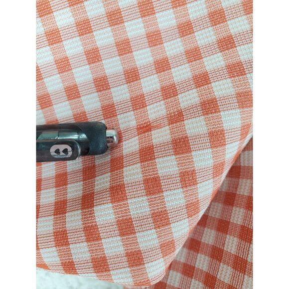 Vtg 70s Sears Shirt Men L Trim Reg Orange White Gingham Check Fitted Lightweight - Picture 5 of 11